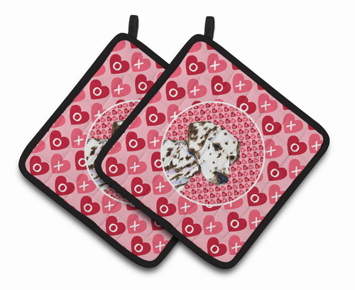 Dog Valentine's Day Portrait Pair of Pot Holders - S000213B001695P069485V007