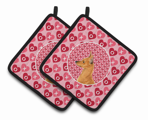 Dog Valentine's Day Portrait Pair of Pot Holders - S000213B001695P069485V004