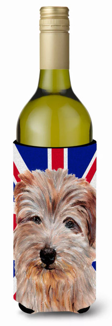 English Union Jack British Flag Design with Dog Wine Bottle Hugger - S000213B001695P039523V000
