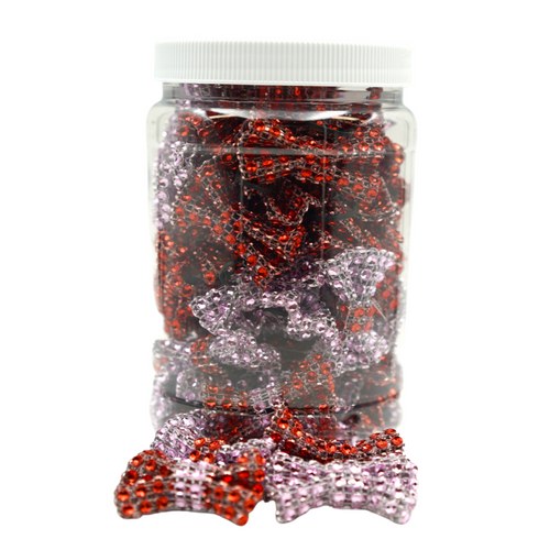 GG001X | Groomers Jar | 50-100 dog bows in a jar - Bling Valentines 1.5"|Pets Ribbons - GG001X-50