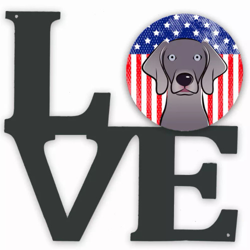 American Flag and Dog Face Metal Wall Artwork LOVE - S000213B001695P011505V000