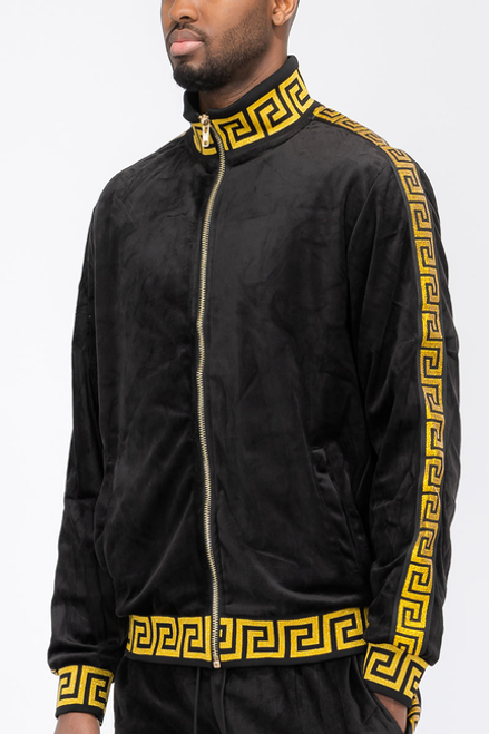 Status Velour Track Jacket - TJ778-BLKGOLD-L