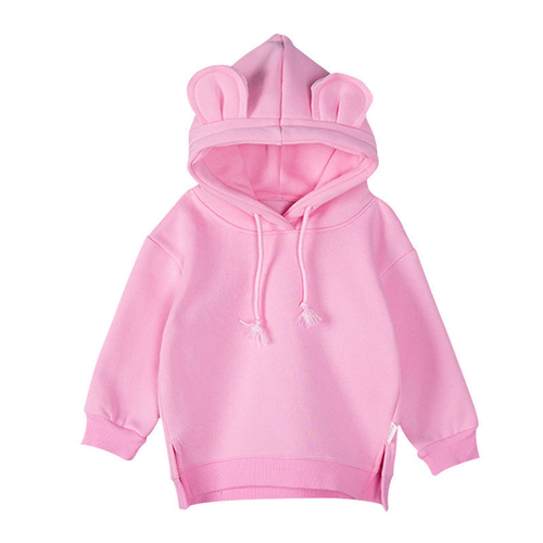 Baby Solid Color Animal Ear Patch Design Autumn Korean Style Hoodie - S002469B002707P000126V006
