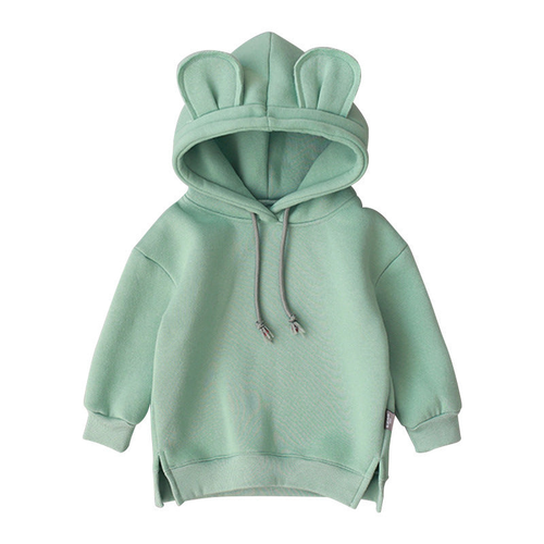 Baby Solid Color Animal Ear Patch Design Autumn Korean Style Hoodie - S002469B002707P000126V017