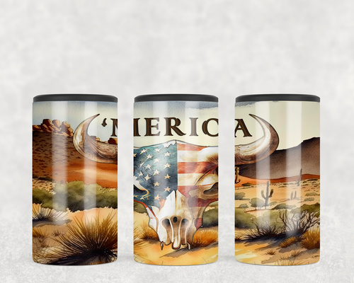 Bull Skull 'Merica  Steel can hugger - optional speaker