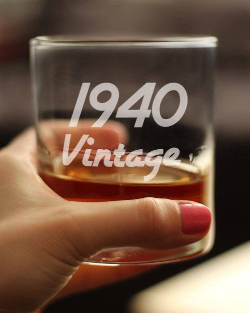 Vintage 1940 Whiskey Rocks Glass - 84th Birthday Gifts