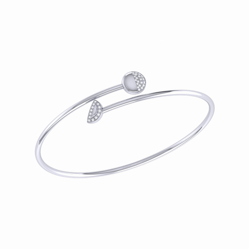 Moon Stages Adjustable Diamond Bangle in Sterling Silver