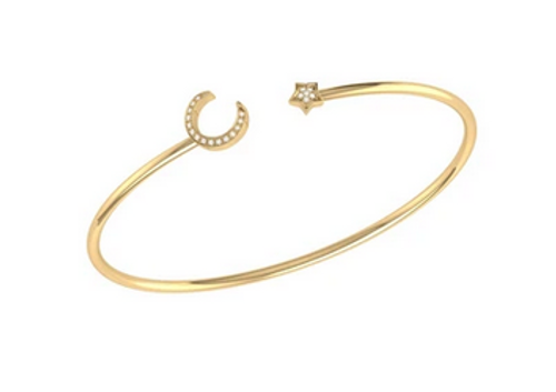 Moonlit Star Adjustable Diamond Cuff in 14K Yellow Gold Vermeil on Sterling Silver