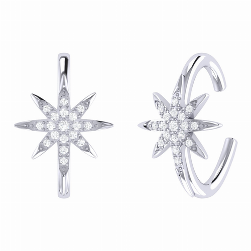 North Star Diamond Ear Cuffs in Sterling Silver