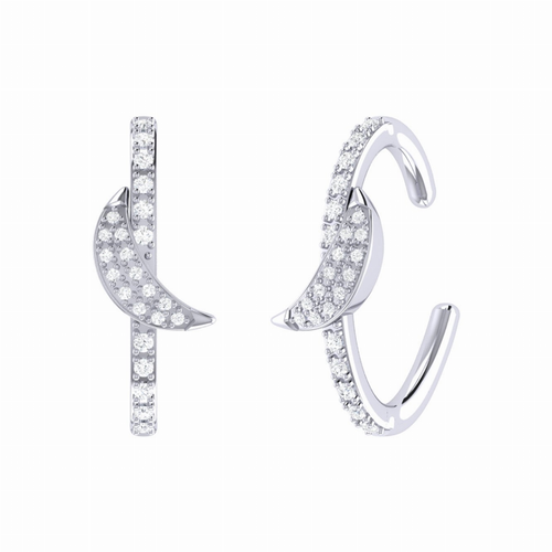 Moonlit Diamond Ear Cuffs in Sterling Silver