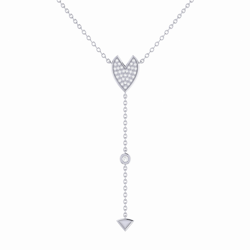 Raindrop Drip Diamond Y Necklace in Sterling Silver