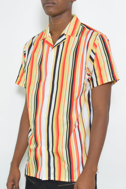 Latitude Striped Button Up - WS7402-REDYW-L