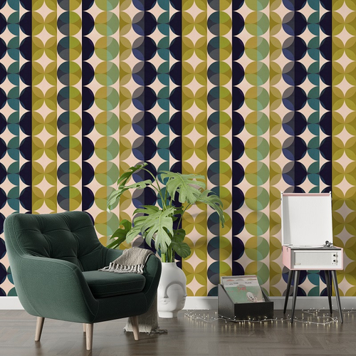 'Gemstone Jade' Multi-Color Geometric Mid-Century Peel & Stick Wallpaper - S002076B002498P000094V004