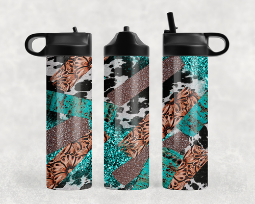 Western faux cowhide Keychain