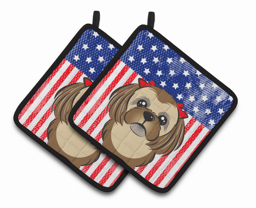 American Flag and Dog on Oven Mitt - S000213B001695P069323V011