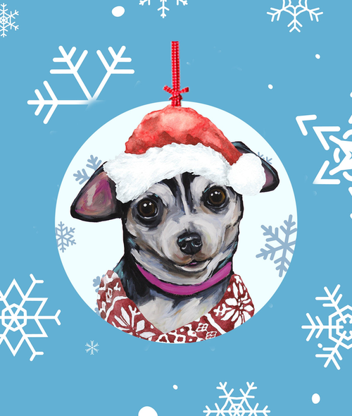 Chihuahua Black -   Hippie Hound Studios Christmas Tree Ornament