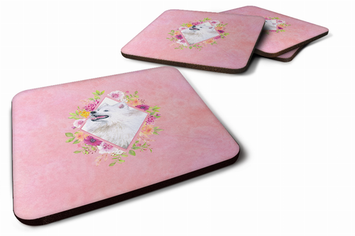 Flowers Design with Dog Foam Coaster Set of 4 - S000213B001695P003218V000