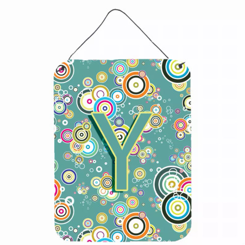 Circle Circle Teal Initial Alphabet Wall or Door Hanging Prints - S000213B001695P051638V000