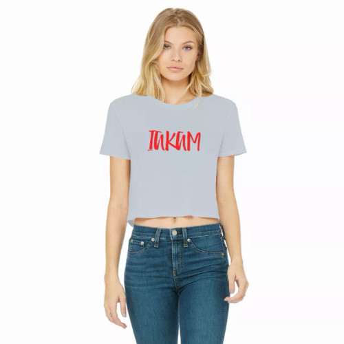 IAKAM Red Classic Women's Cropped Raw Edge T-Shirt - S001662B002171P000016V072