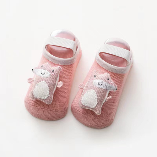 Baby 3D Cartoon Animal Patched Design Dispensing Non-Slip Lace-Up Socks Shoes - JM2204151459-1005
