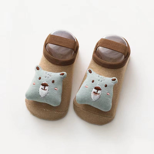 Baby 3D Cartoon Animal Patched Design Dispensing Non-Slip Lace-Up Socks Shoes - JM2204151459-1004