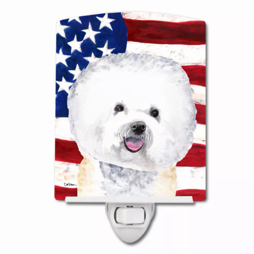 USA American Flag with Dog Ceramic Night Light - S000213B001695P103134V000