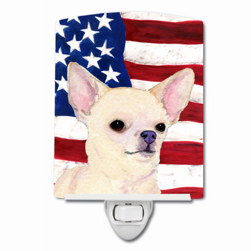 USA American Flag with Dog Ceramic Night Light - SS4228CNL