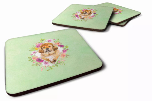 Flowers Design with Dog Foam Coaster Set of 4 - S000213B001695P003390V000