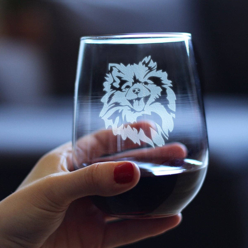 Pomeranian Face Stemless Wine Glass - Pomeranian Gifts