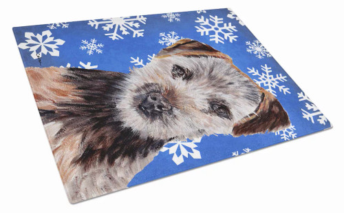 Christmas Design Dog Print Glass Cutting Board Large - S000213B001695P036995V097