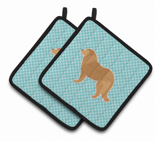 Dog Checkerboard Design Pair of Pot Holders - BB3725PTHD