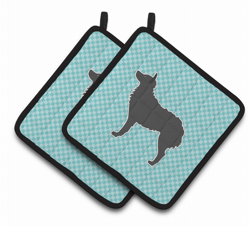 Dog Checkerboard Design Pair of Pot Holders - BB3721PTHD