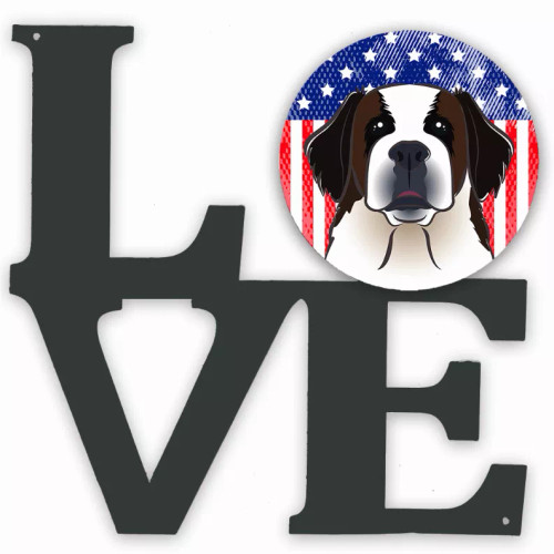 American Flag and Dog Face Metal Wall Artwork LOVE - S000213B001695P011520V000