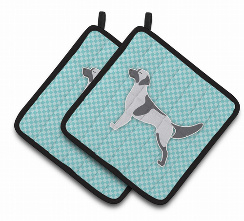 Dog Checkerboard Design Pair of Pot Holders - BB3681PTHD
