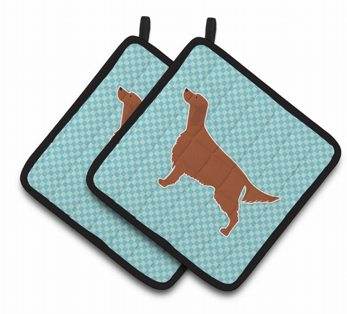 Dog Checkerboard Design Pair of Pot Holders - BB3693PTHD