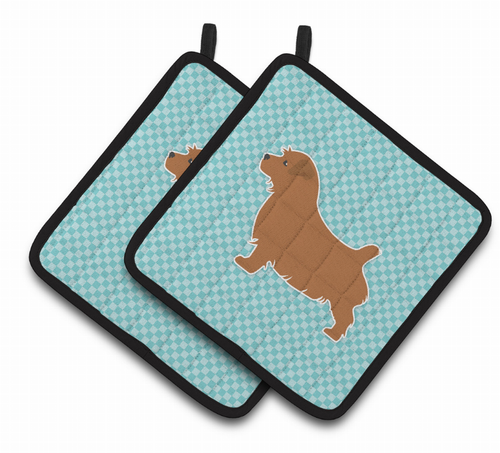 Dog Checkerboard Design Pair of Pot Holders - BB3709PTHD