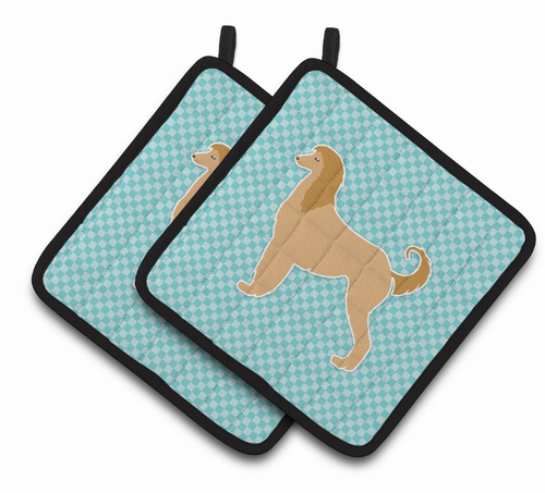 Dog Checkerboard Design Pair of Pot Holders - BB3706PTHD
