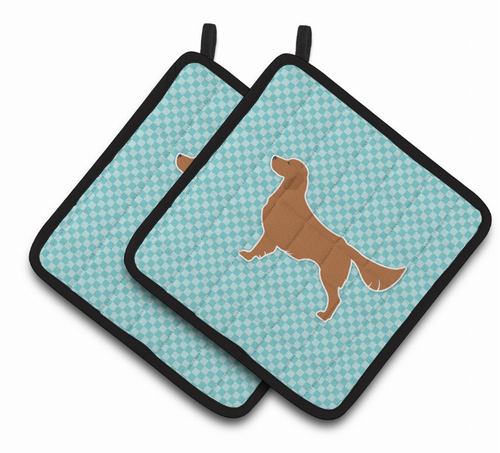 Dog Checkerboard Design Pair of Pot Holders - BB3704PTHD