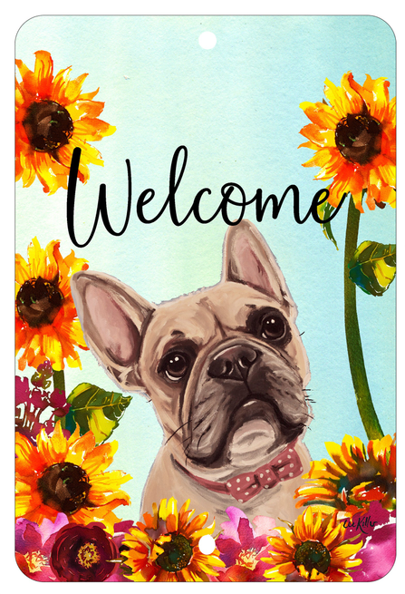 French Bulldog Cream - HHS Welcome Indoor/Outdoor Aluminum Sign