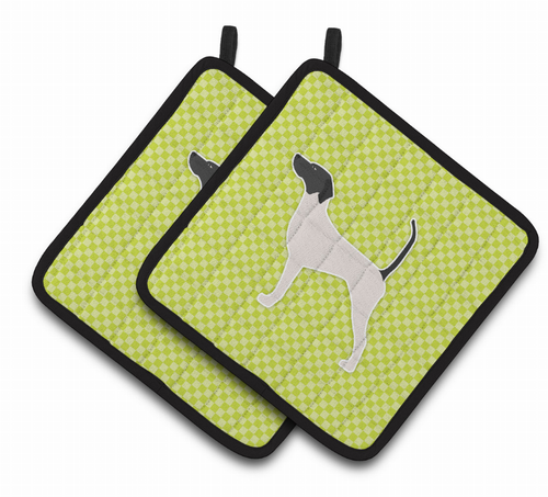 Dog Checkerboard Design Pair of Pot Holders - BB3795PTHD