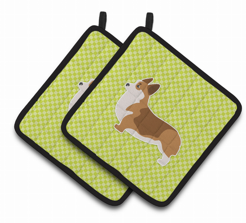 Dog Checkerboard Design Pair of Pot Holders - BB3820PTHD