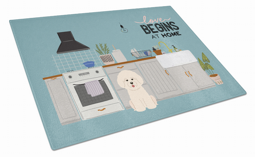 Kitchen Scene Dog Print Glass Cutting Board Large - S000213B001695P020199V021