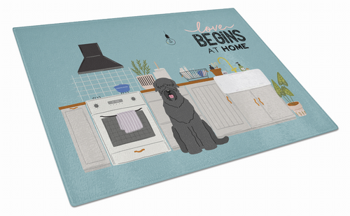 Kitchen Scene Dog Print Glass Cutting Board Large - S000213B001695P020199V008