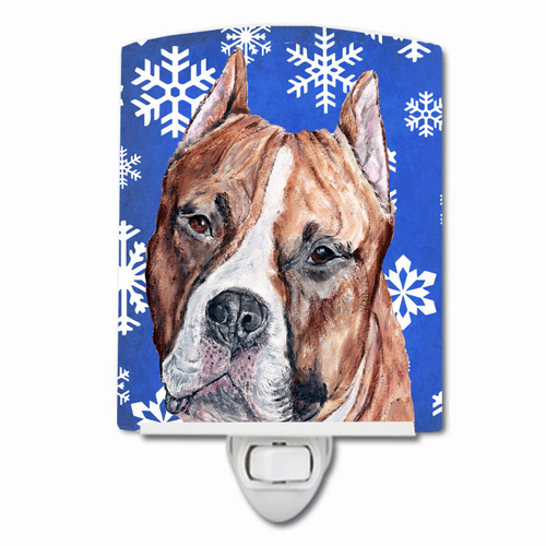 Snowflakes Holiday Dog Art Ceramic Night Light - SC9776CNL