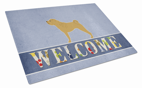 Welcome Dog Print Glass Cutting Board Large - S000213B001695P079712V013