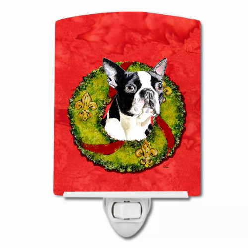 Christmas Wreath Dog Art Ceramic Night Light - S000213B001695P103227V000