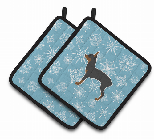 Snowflake and Dog Art Pair of Pot Holders - S000213B001695P074709V007