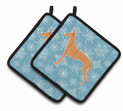 Snowflake and Dog Art Pair of Pot Holders - S000213B001695P074709V008