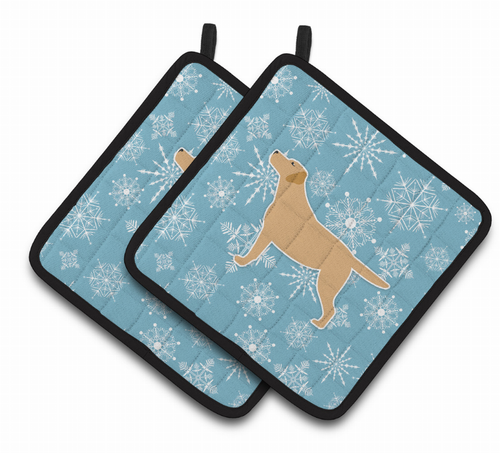 Snowflake and Dog Art Pair of Pot Holders - S000213B001695P074709V017