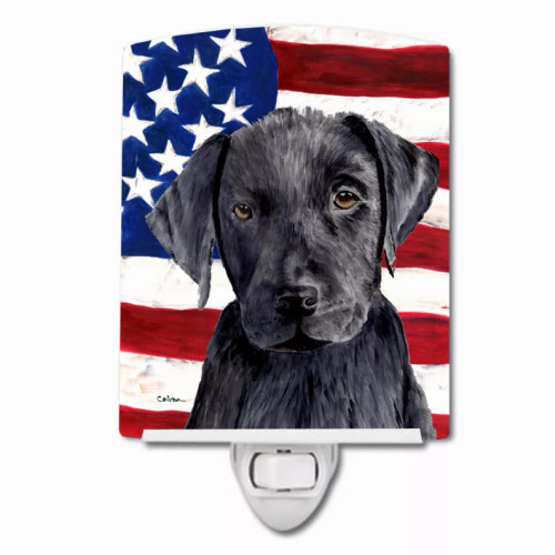 USA American Flag with Dog Ceramic Night Light - S000213B001695P103132V000